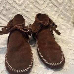 Vintage Brown Suede ankle Moccasin Boots